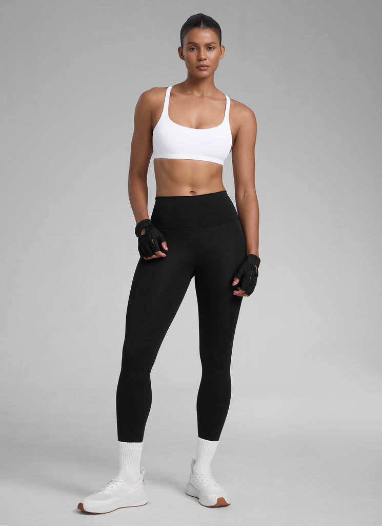 CRZ YOGA Women's Yoga Train Light Support Nakedfeel Strappy Bra White