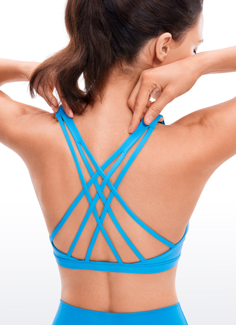 CRZ YOGA Women's Yoga Light Support Brushed Nakedfeel Strappy Bra Melanite