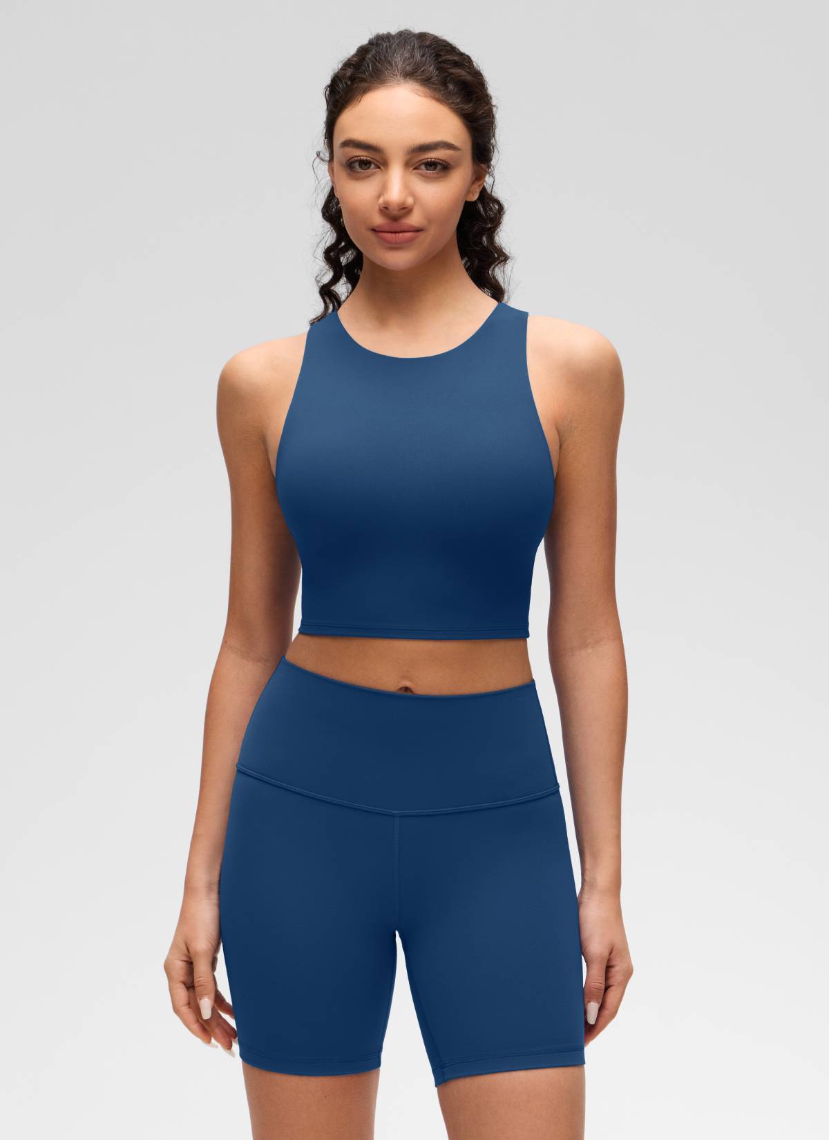 CRZ YOGA  Women's Yoga Low Support Butterluxe Tank High Neck Racerback French Navy