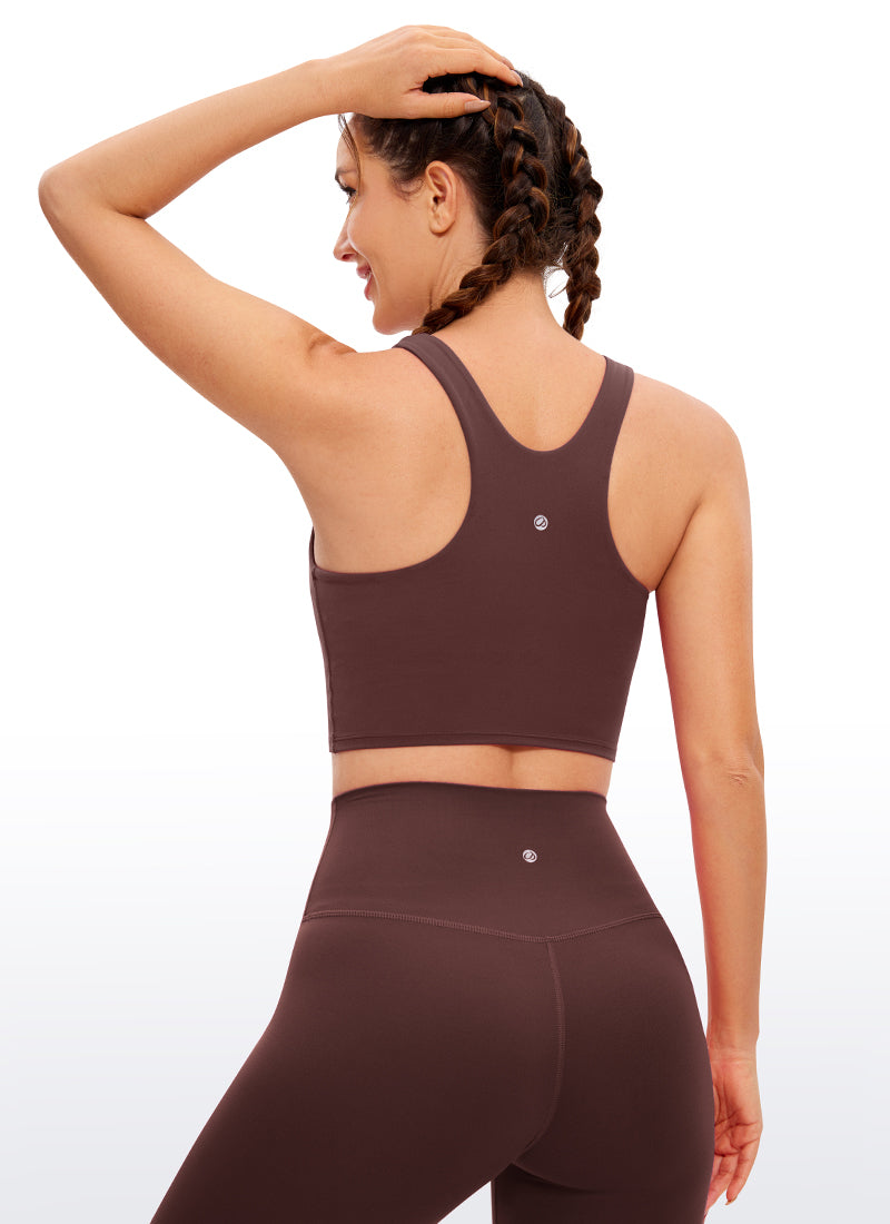 CRZ YOGA  Women's Yoga Low Support Butterluxe Tank High Neck Racerback Taupe