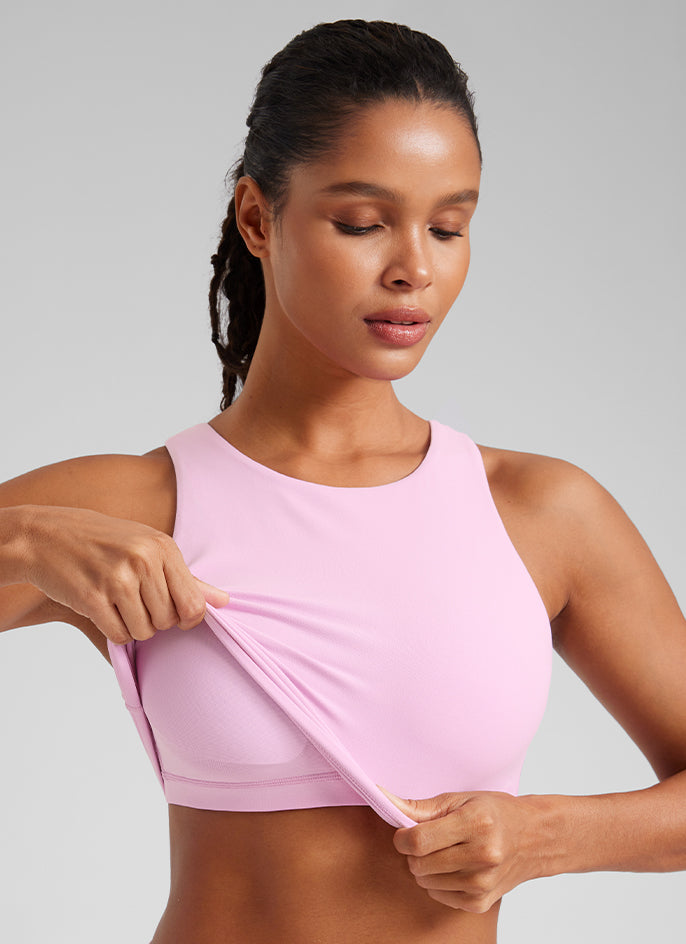 CRZ YOGA  Women's Yoga Low Support Butterluxe Tank High Neck Racerback Vita Pink
