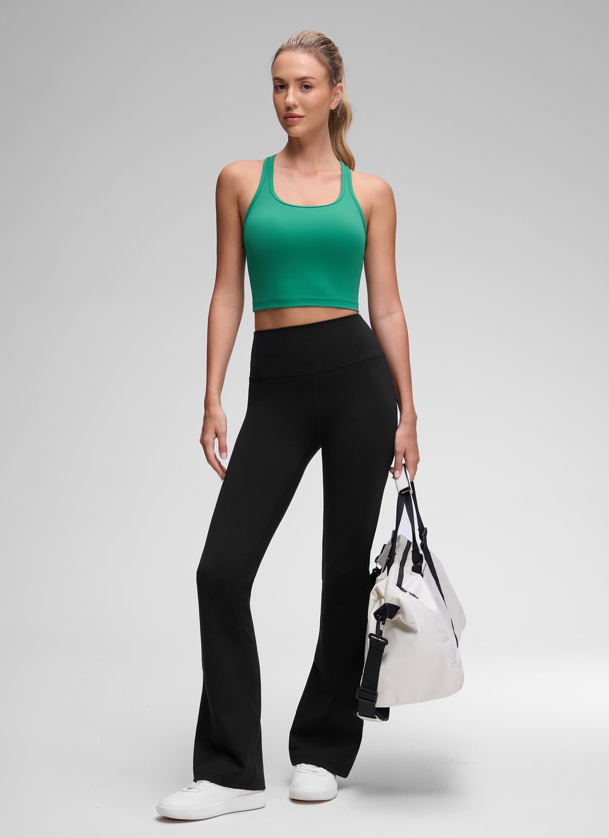CRZ YOGA Women's Yoga Low support Butterluxe Scoop Neck Bra Y-Back Cascadia Green