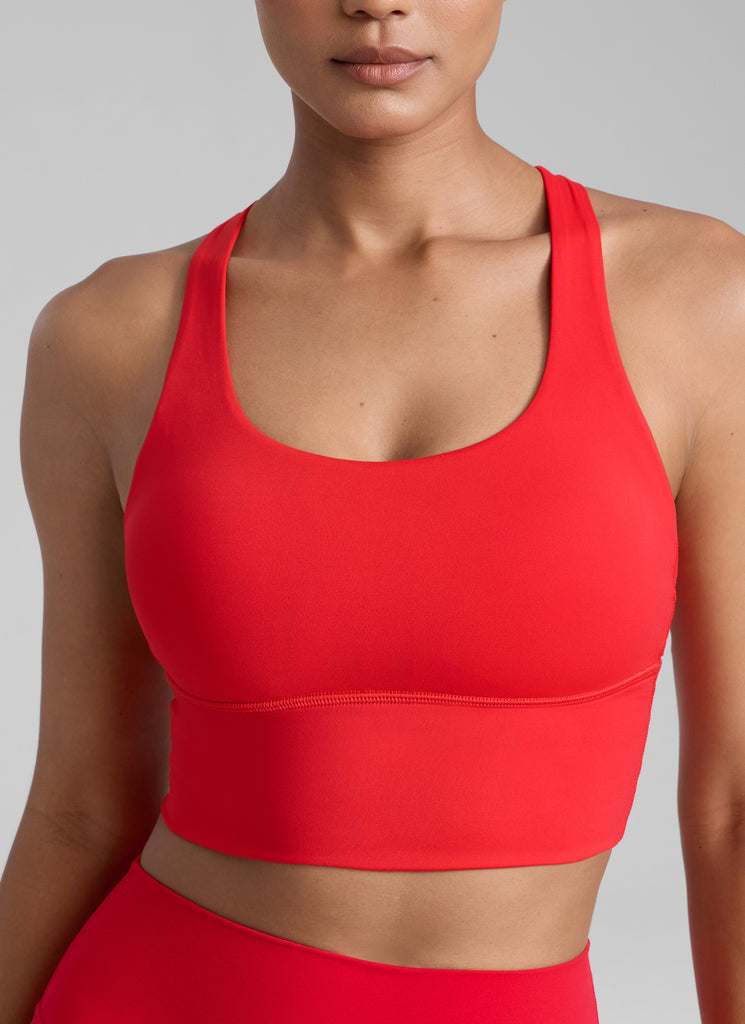 CRZ YOGA Women's Train Medium Support Nakedfeel Longline Bra Strappy Olive Green