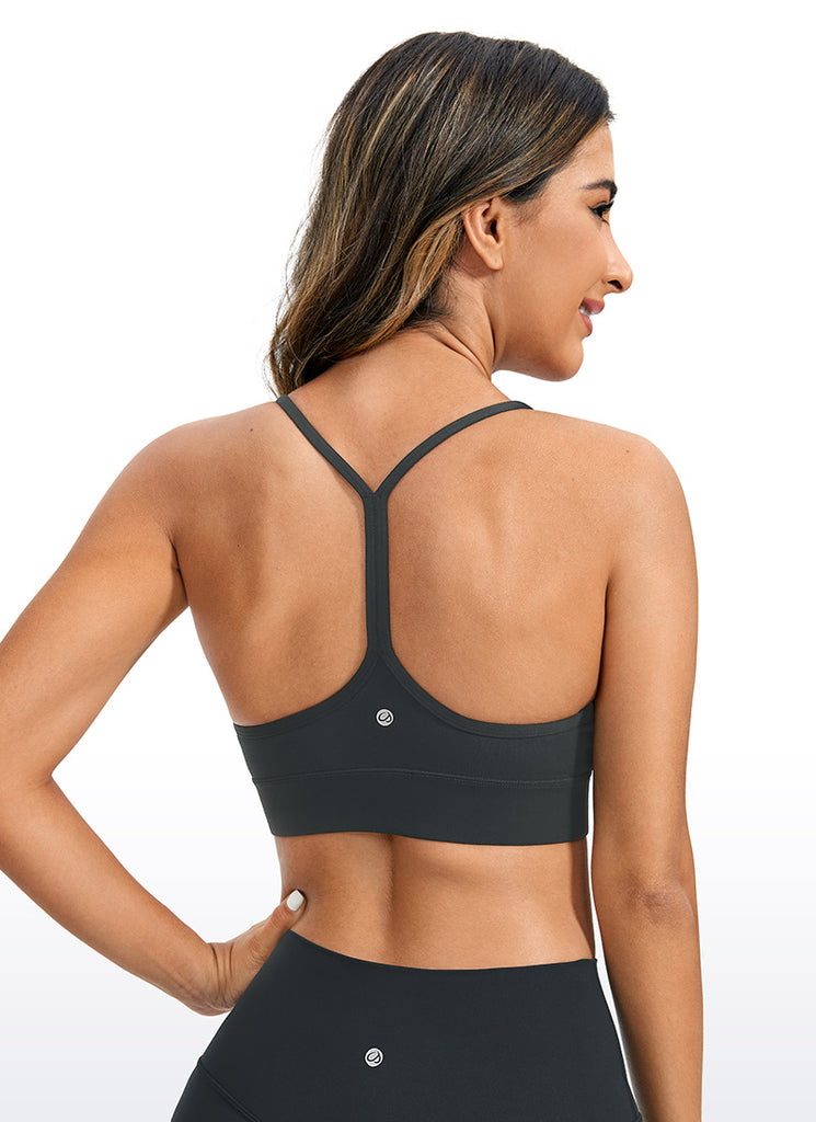 CRZ YOGA Women's Yoga Light Support Butterluxe Longline Bra Y-Back Grey Sage