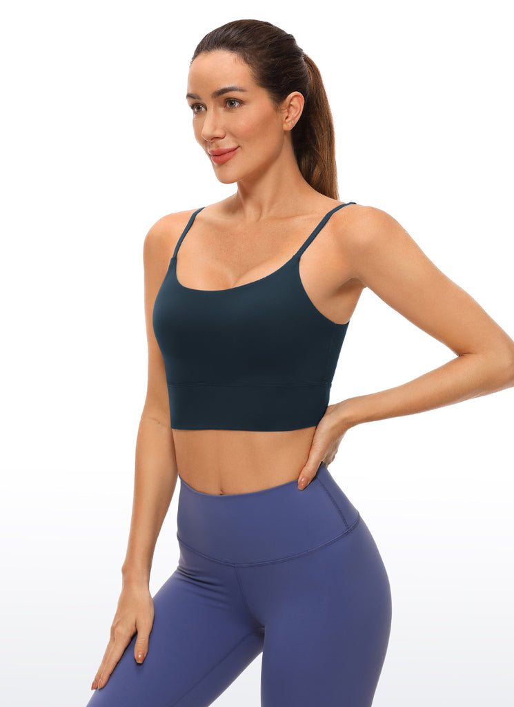 CRZ YOGA Women's Yoga Light Support Longline Bra Adjustable Straps The Breeze Blue