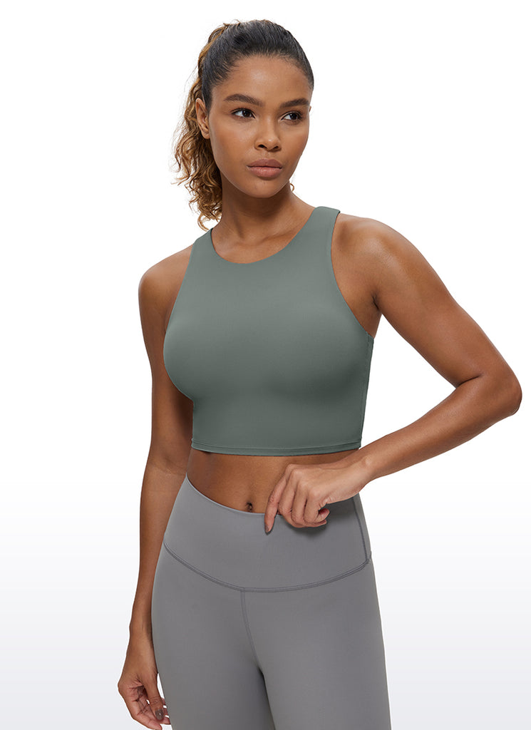 CRZ YOGA  Women's Yoga Low Support Butterluxe Tank High Neck Racerback True Navy