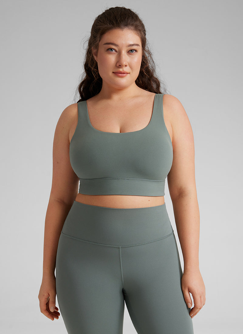 CRZ YOGA Women's Yoga Low Support Butterluxe Sport Bra U Back Longline Grey Sage