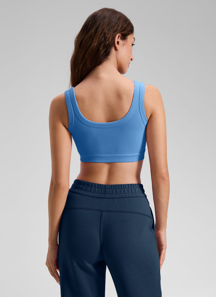 CRZ YOGA Women U Back Wireless Medium Impact Ribbed Sports Bras Sterling