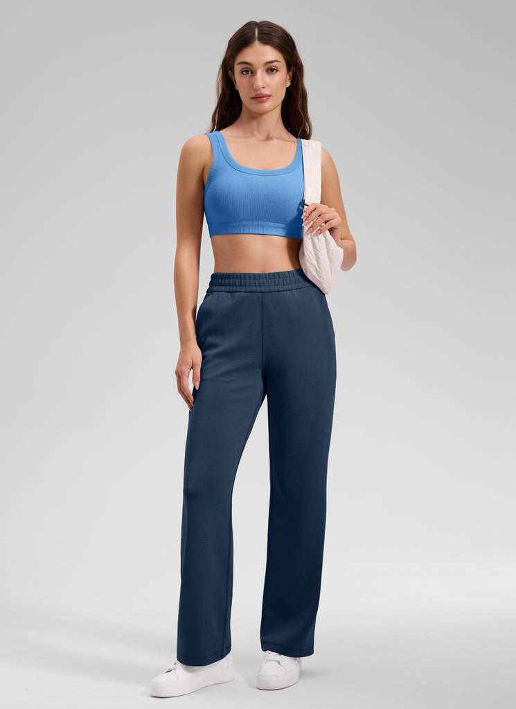 CRZ YOGA Women U Back Wireless Medium Impact Ribbed Sports Bras Sterling