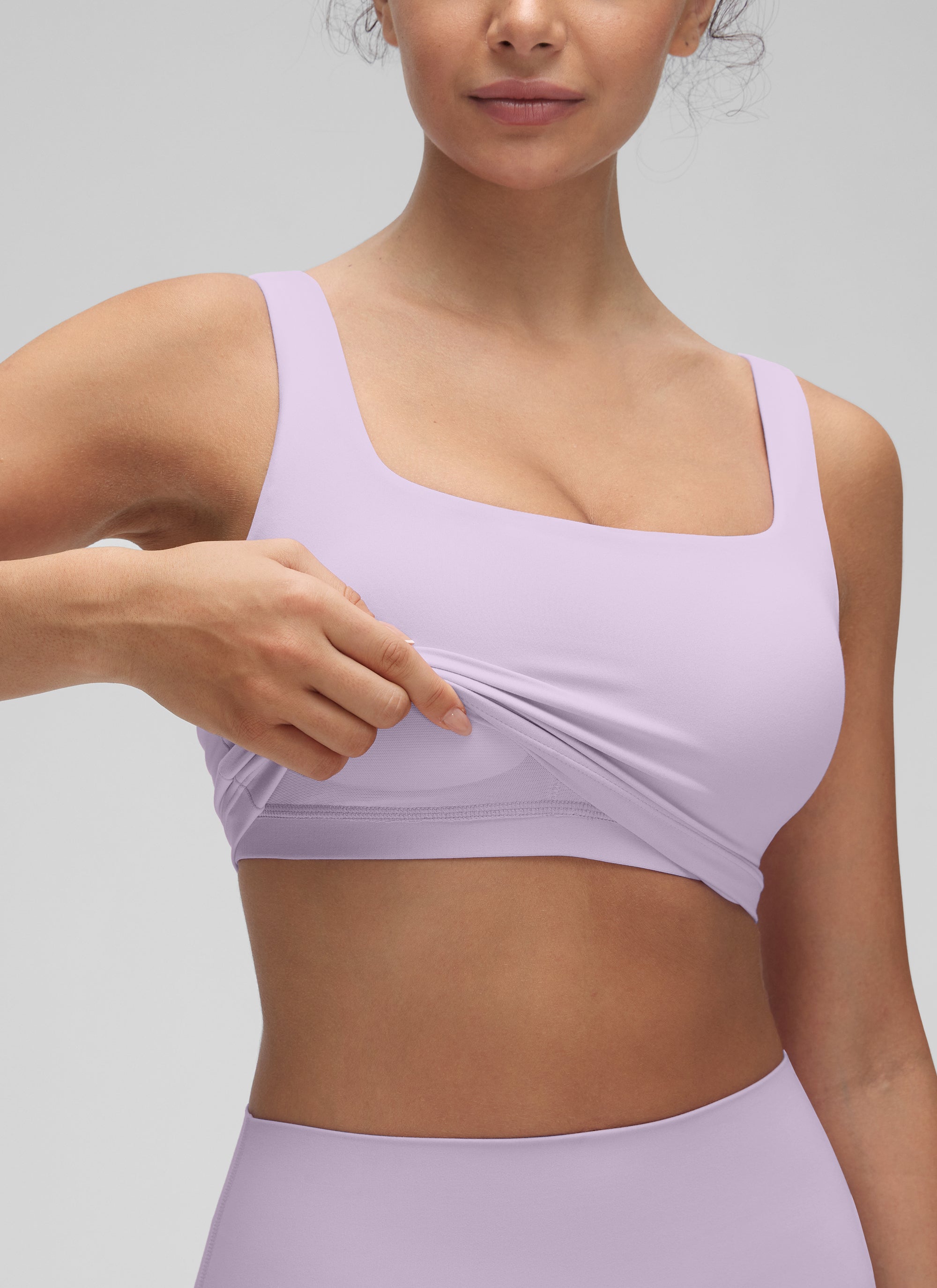 CRZ YOGA Women's Yoga Low Impact Butterluxe Longline Bra Square Neck Kayak Blue