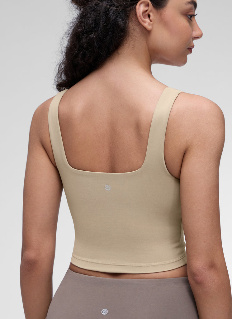 CRZ YOGA Women's Yoga Low Impact Butterluxe Longline Bra Square Neck Vita Pink