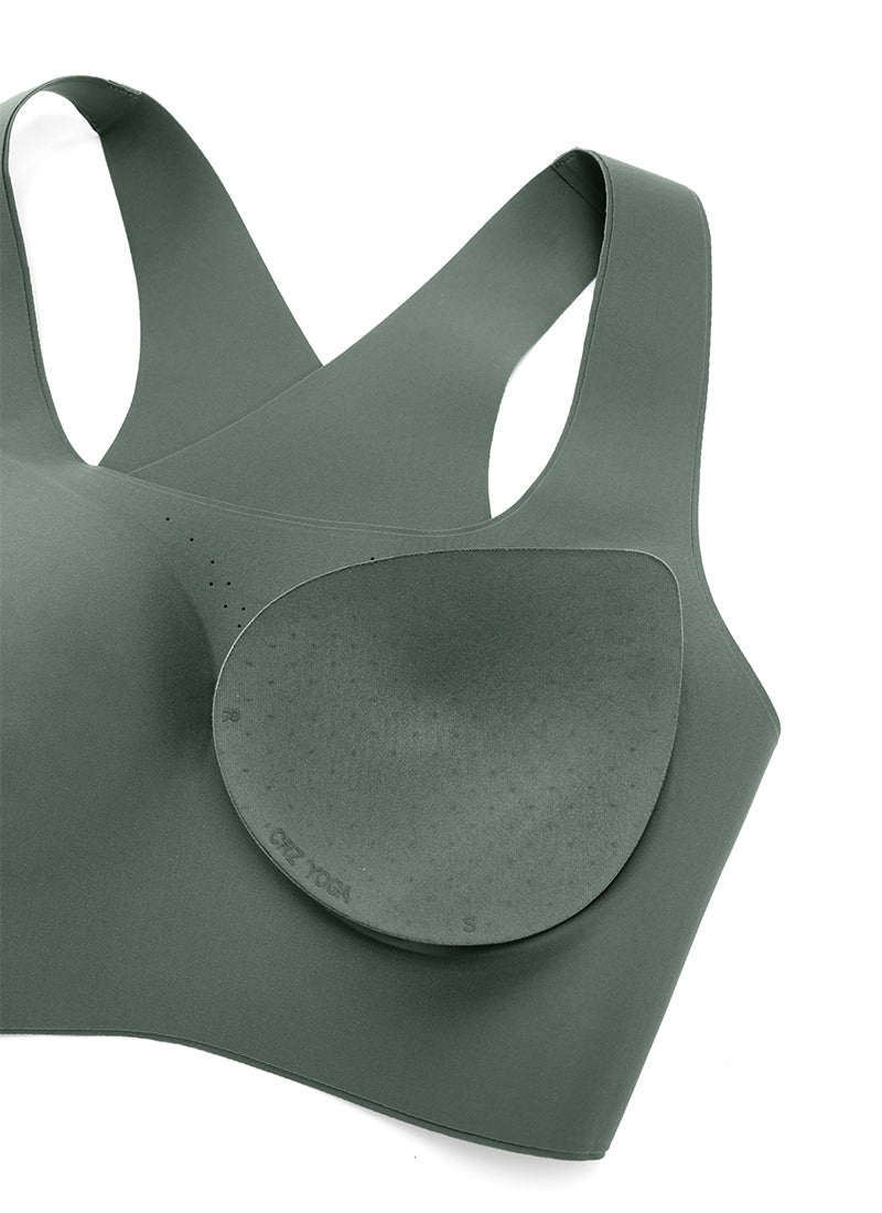 CRZ YOGA Womens U Neck High Impact Training Sports Bra Racerback Grey Sage