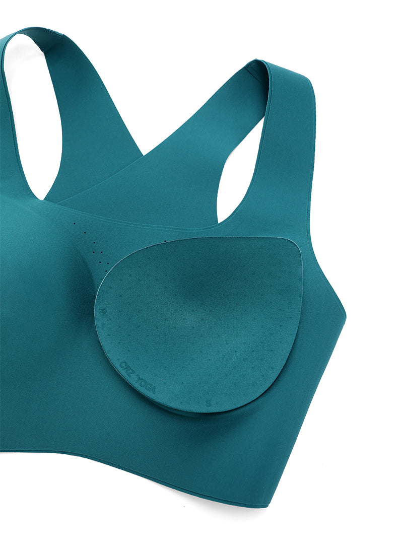 CRZ YOGA Womens U Neck High Impact Training Sports Bra Racerback Green Jade