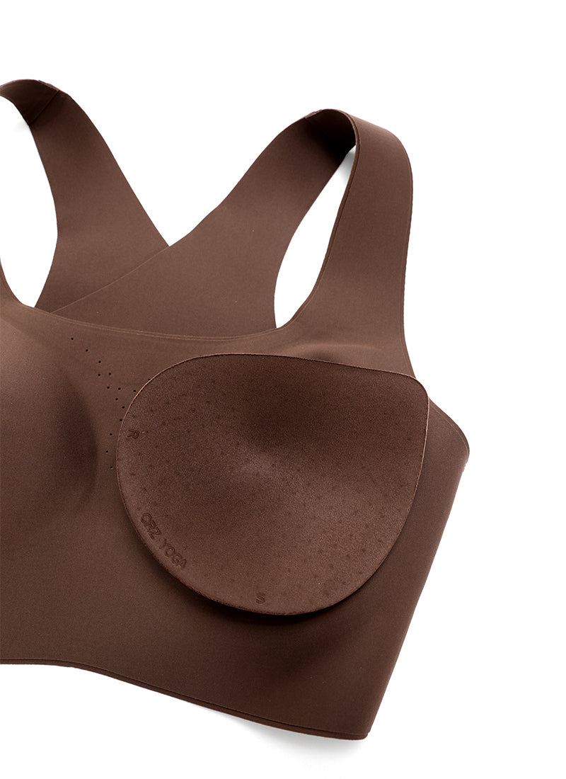 CRZ YOGA Womens U Neck High Impact Training Sports Bra Racerback Coffee Brown