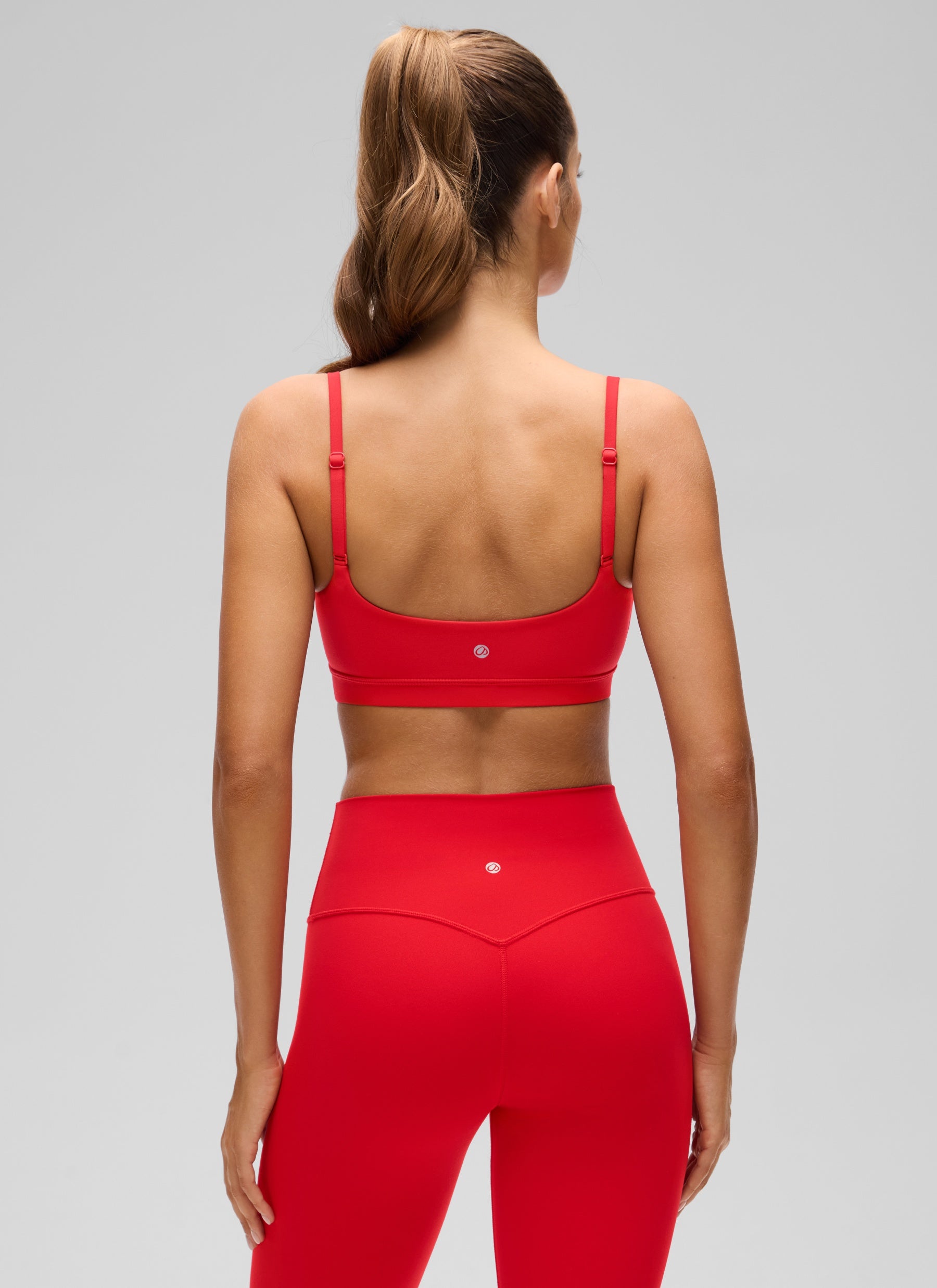 CRZ YOGA Womens Butterluxe Adjustable Spaghetti Strap Scoop Neck Bra Deep Red @model_info:Anano