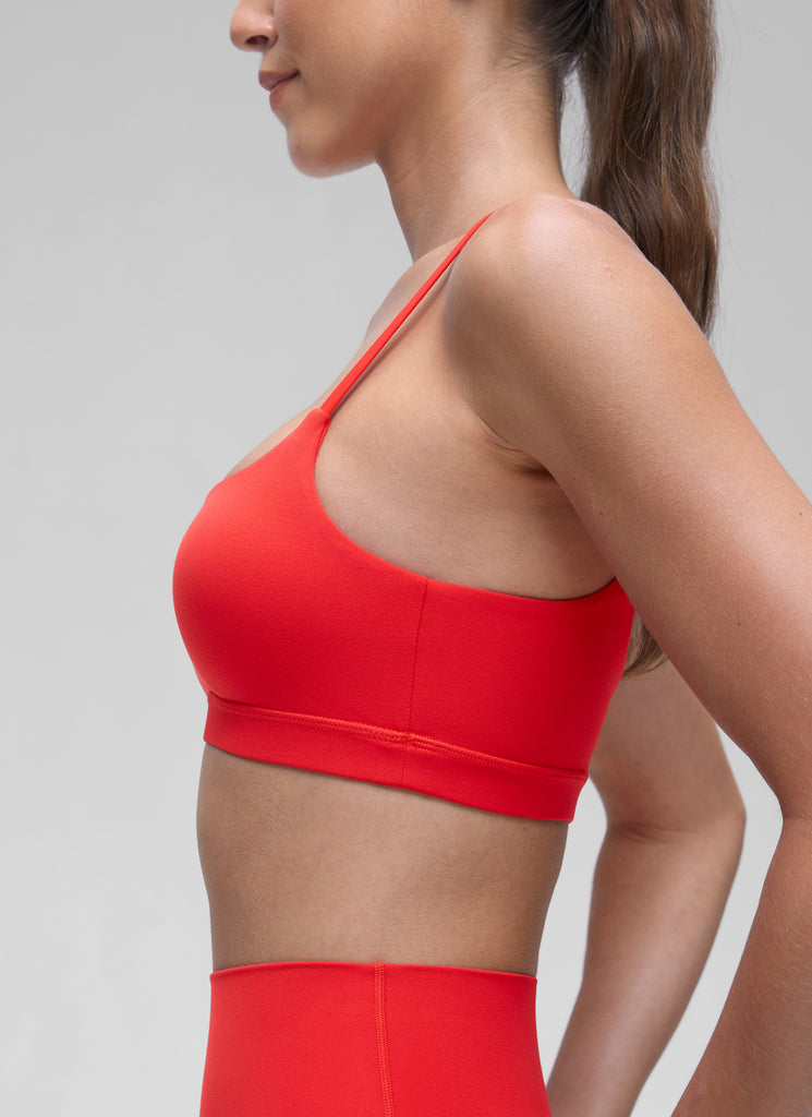 CRZ YOGA Womens Butterluxe Adjustable Spaghetti Strap Scoop Neck Bra White Apricot