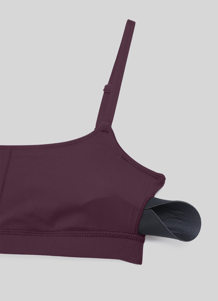 CRZ YOGA Womens Butterluxe Adjustable Spaghetti Strap Scoop Neck Bra Deep Purple