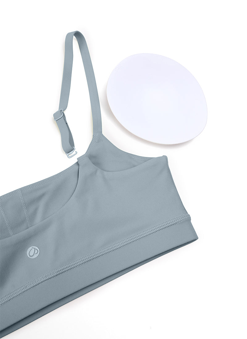 CRZ YOGA Womens Butterluxe Adjustable Spaghetti Strap Scoop Neck Bra Belgian Blue @model_info:NEW