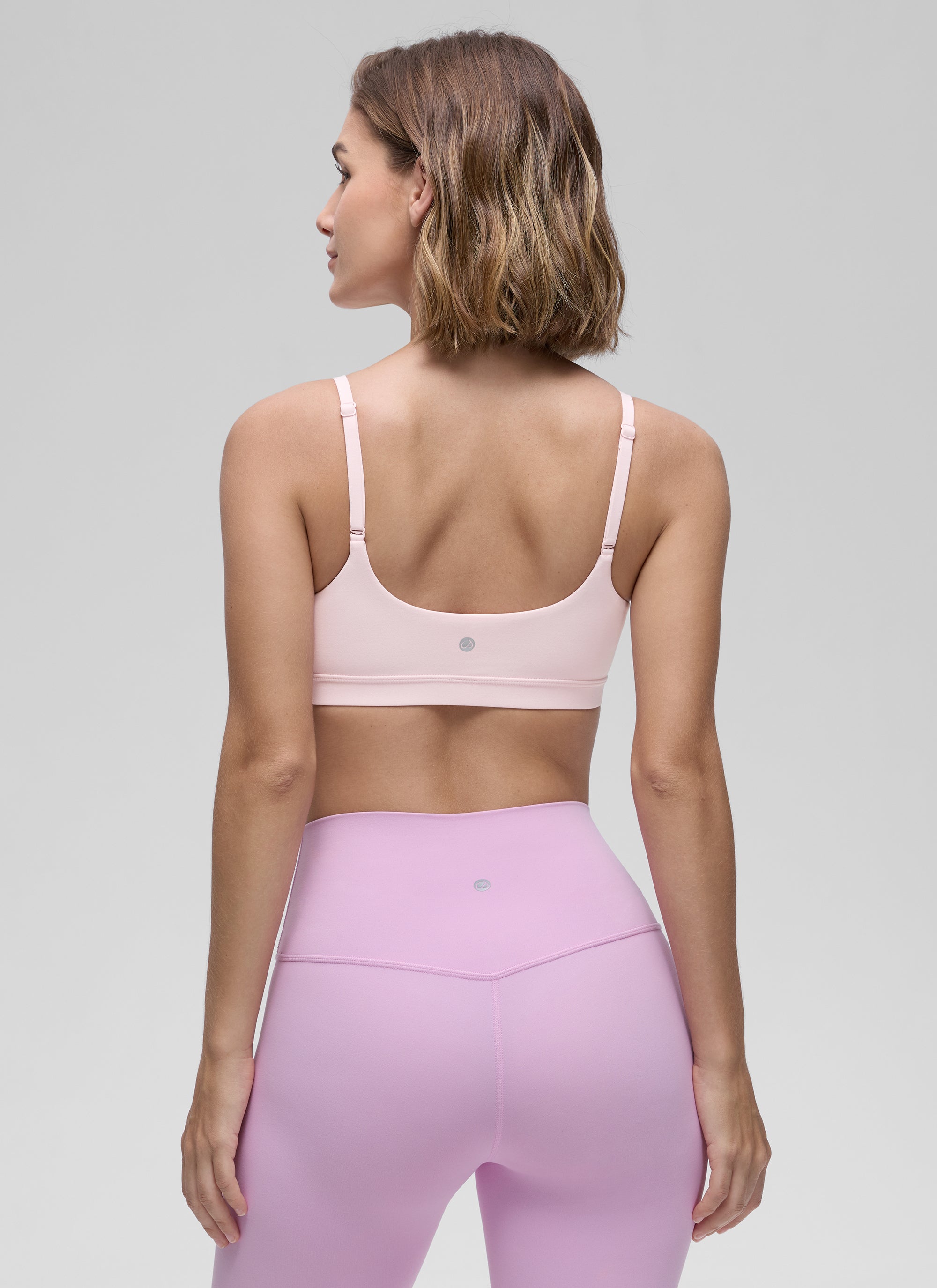 CRZ YOGA Womens Butterluxe Adjustable Spaghetti Strap Scoop Neck Bra Strawberry Pink @model_info:Jaynne