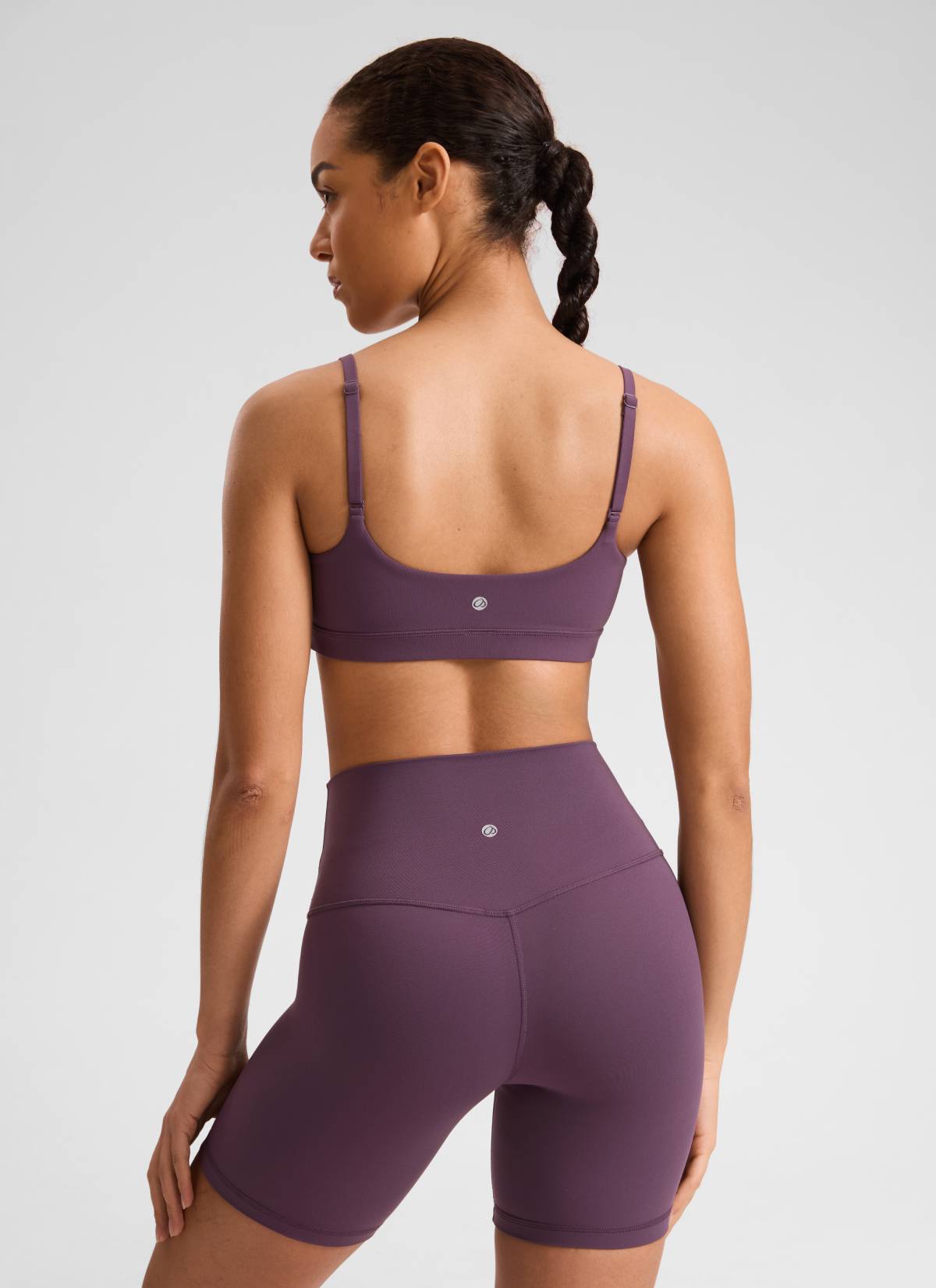 CRZ YOGA Womens Butterluxe Adjustable Spaghetti Strap Scoop Neck Bra Grape Thistle Purple @model_info:F