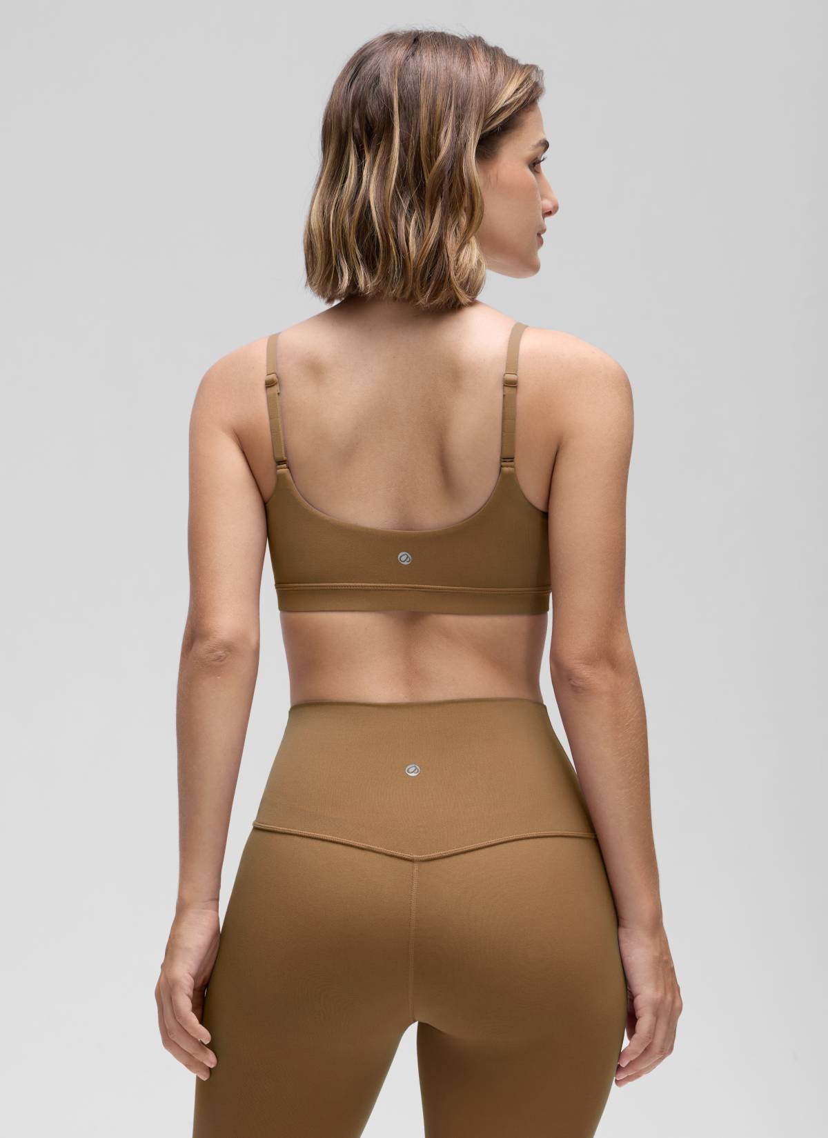 CRZ YOGA Womens Butterluxe Adjustable Spaghetti Strap Scoop Neck Bra Allspice @model_info:Jaynne