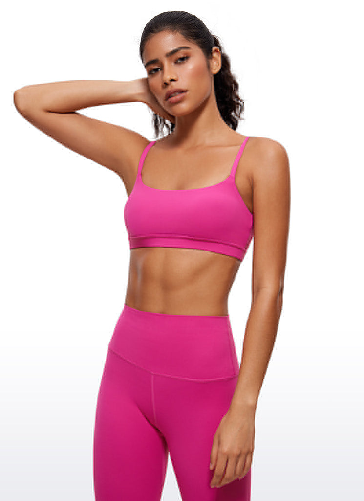 CRZ YOGA Womens Butterluxe Adjustable Spaghetti Strap Scoop Neck Bra Legend Green