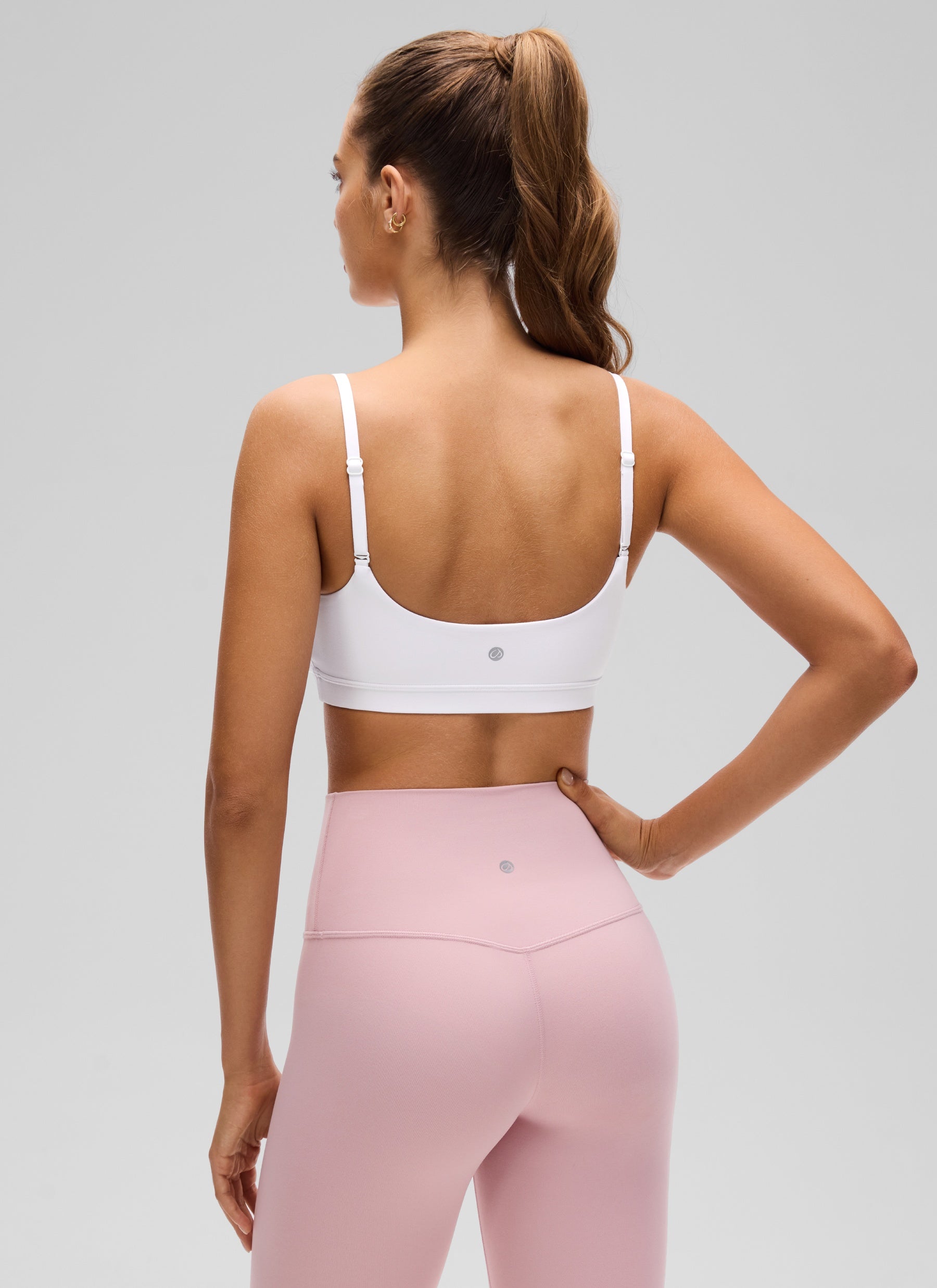 CRZ YOGA Womens Butterluxe Adjustable Spaghetti Strap Scoop Neck Bra White @model_info:Anano