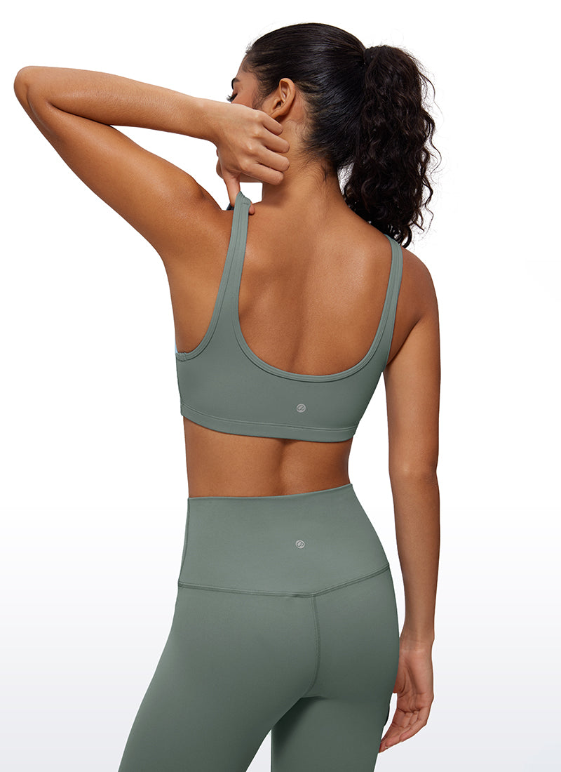 CRZ YOGA Women Butterluxe Scoop Neck Cami Padded Mini Bra Grey Sage