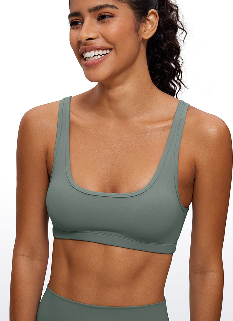 CRZ YOGA Women Butterluxe Scoop Neck Cami Padded Mini Bra Grey Sage