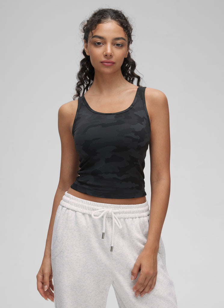 CRZ YOGA Women's Yoga Butterluxe Tight Fit Tank Tops Racerback Dark Grey Camouflage 2