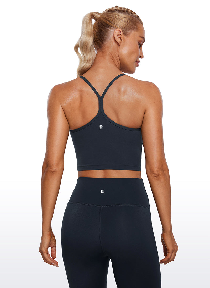 CRZ YOGA Womens Butterluxe Y Back Longline Sports Bras Crop Tank Top True Navy