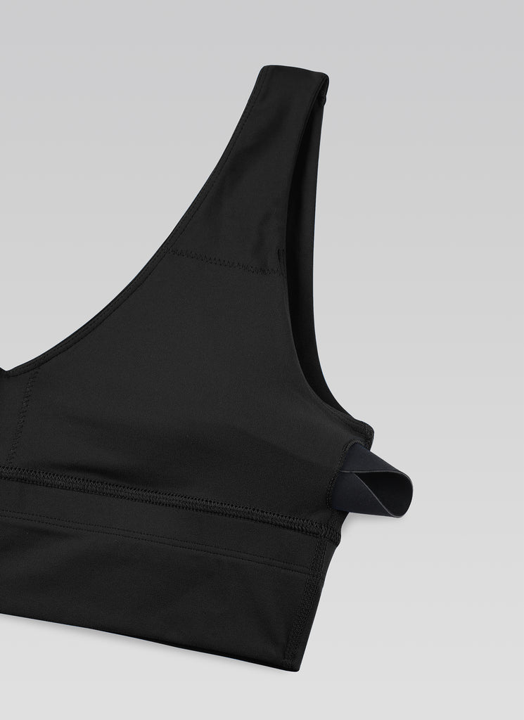 CRZ YOGA Women's Light Support Butterluxe Yoga Bra Longline U back V Neck Black