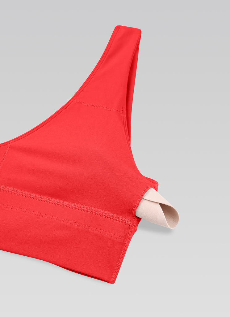 CRZ YOGA Women's Light Support Butterluxe Yoga Bra Longline U back V Neck High Visibility Yellow