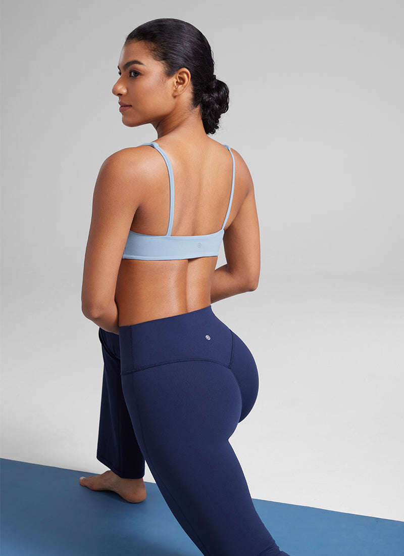 CRZ YOGA Women Butterluxe Square Neck Cami Padded Mini Bra Cambric Blue