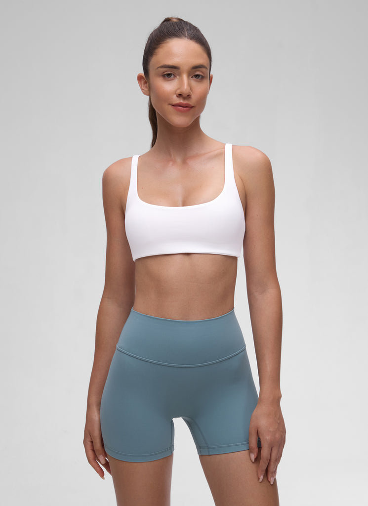 CRZ YOGA Women Butterluxe Square Neck Cami Padded Mini Bra Black