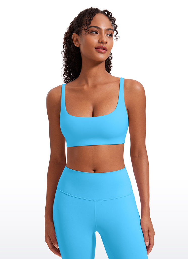 CRZ YOGA Women Butterluxe Square Neck Cami Padded Mini Bra Kayak Blue