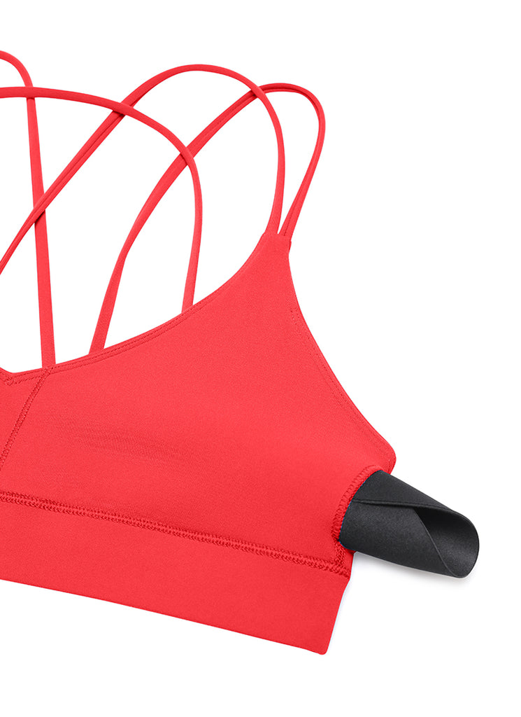 CRZ YOGA Women's Light Support Butterluxe Yoga Bra Strappy back Deep Red