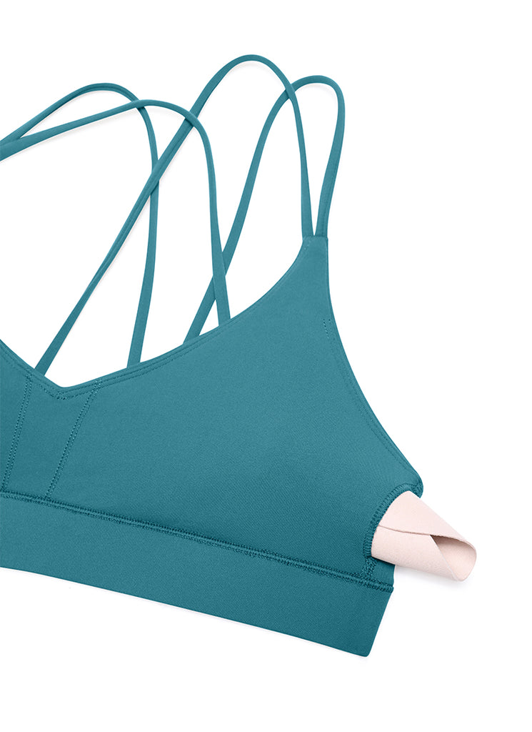 CRZ YOGA Women's Light Support Butterluxe Yoga Bra Strappy back Borealis Green
