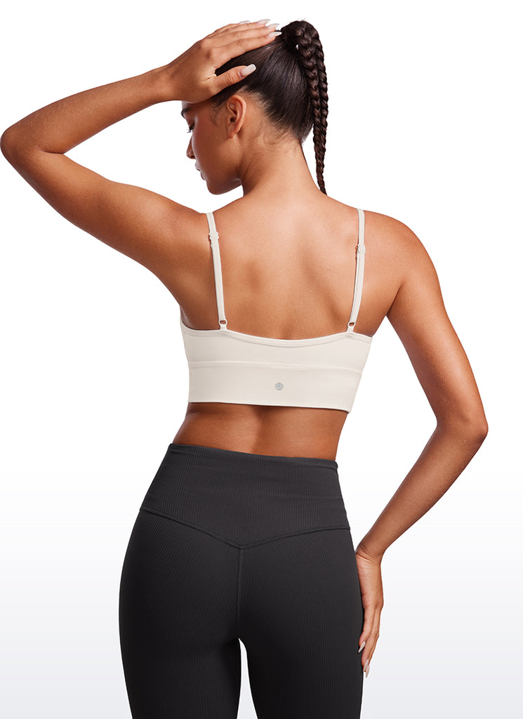 CRZ YOGA Butterluxe Womens V Neck Longline Camisole Yoga Padded Sports Bra True Navy