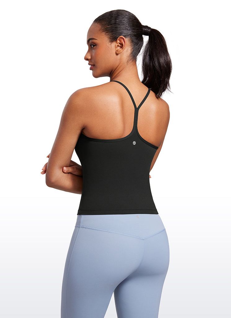 CRZ YOGA Women's Yoga Butterluxe Halter High Neck Padded Tanks Y Back Black