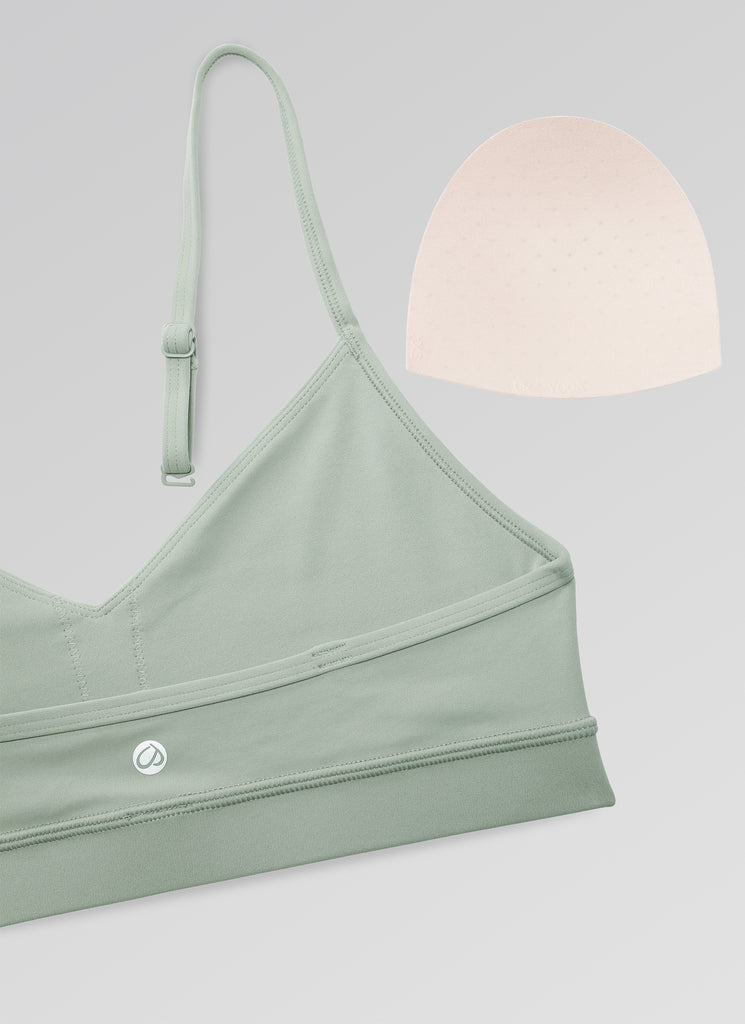 CRZ YOGA Butterluxe Womens V Neck Camisole Yoga Padded Sports Bra Green Palm Court