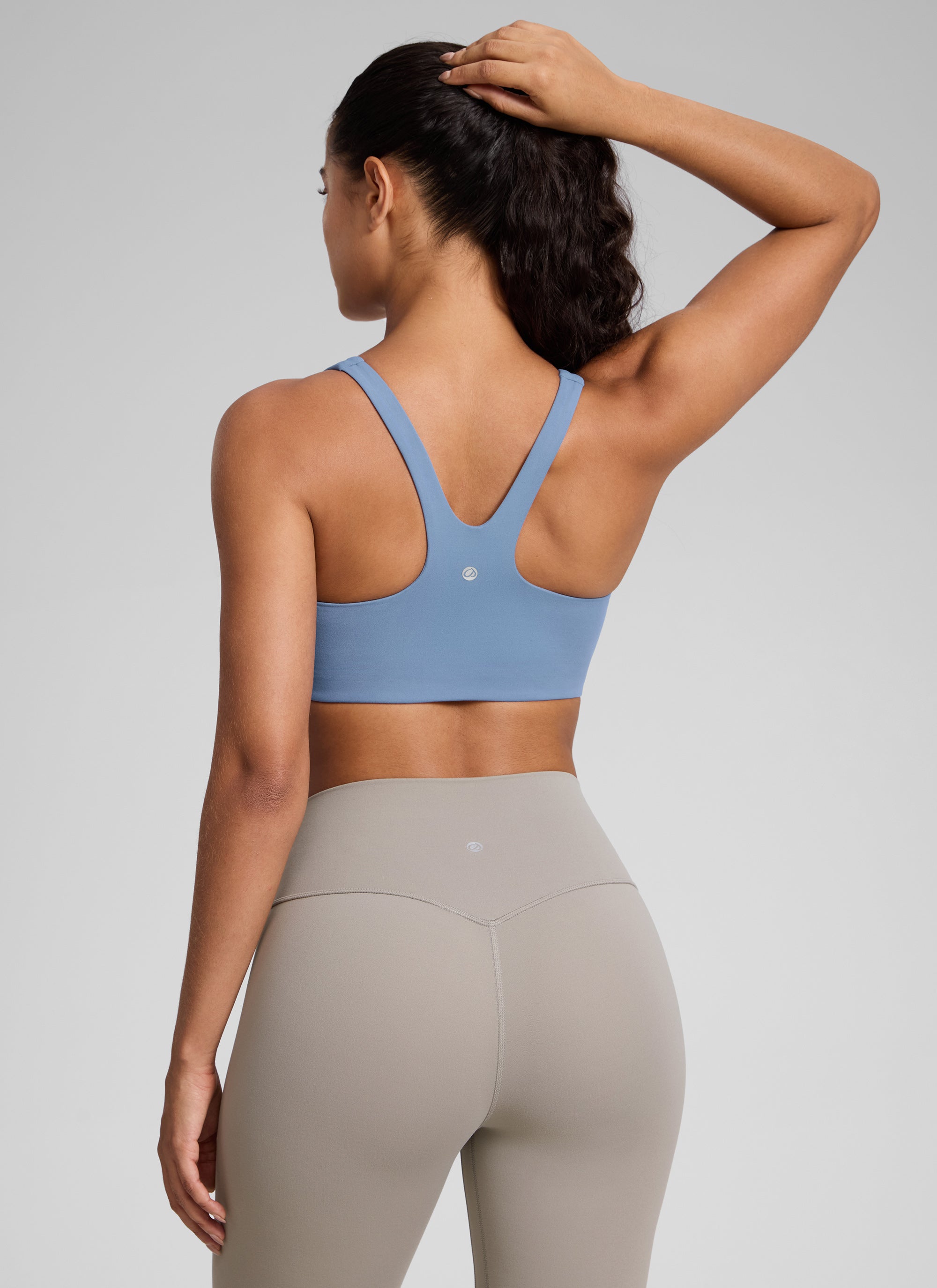 CRZ YOGA Womens Butterlift Double Lined Square Neck Yoga Sports Bra Legend Green