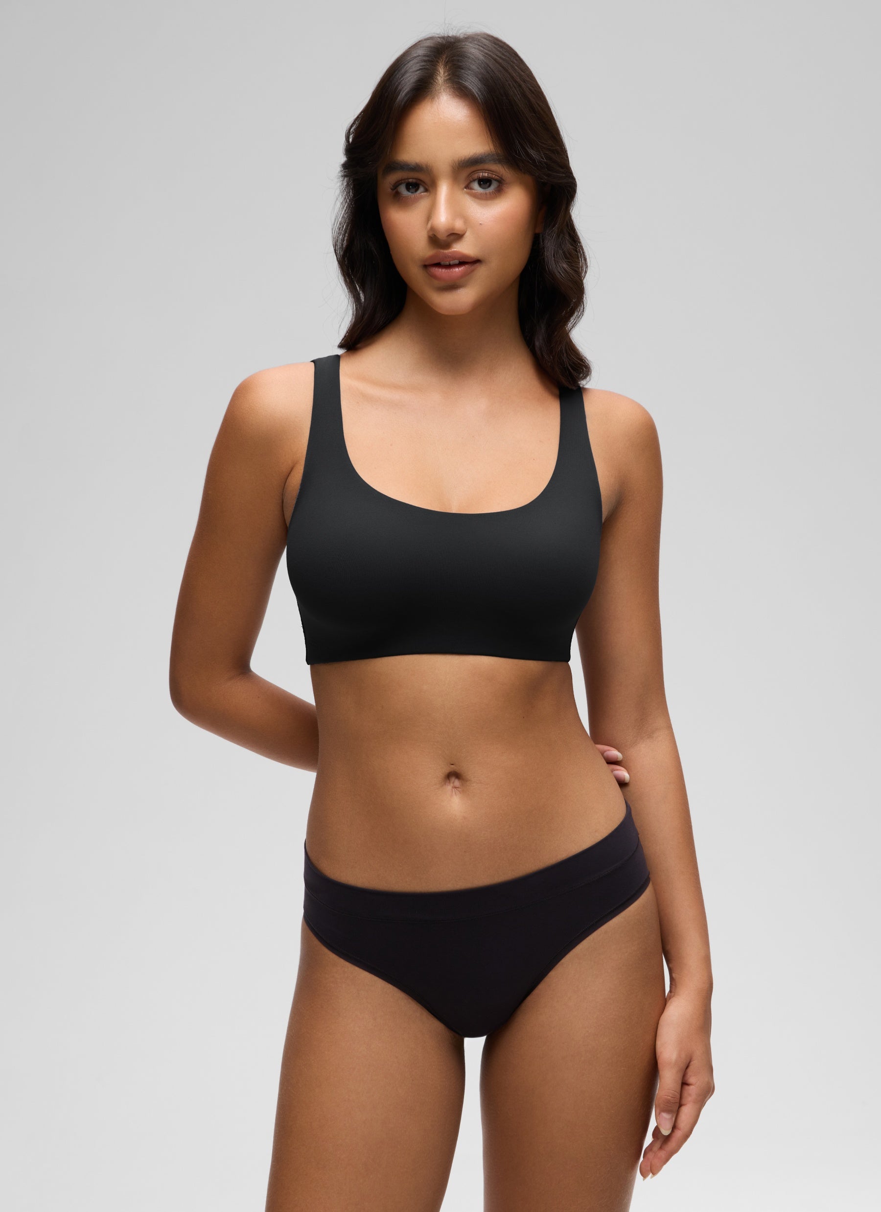 CRZ YOGA Women's Softhold Wireless Double Lined U Back Everyday Bra Black