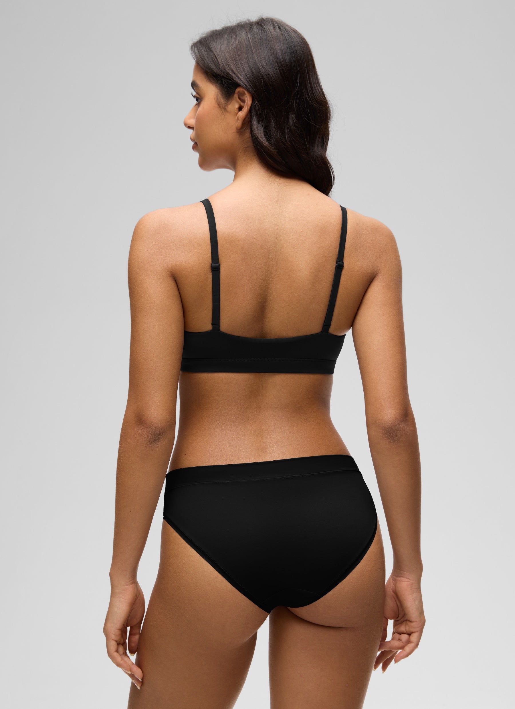 CRZ YOGA Softhold Womens Double Lined Wireless Triangle Bralette Black