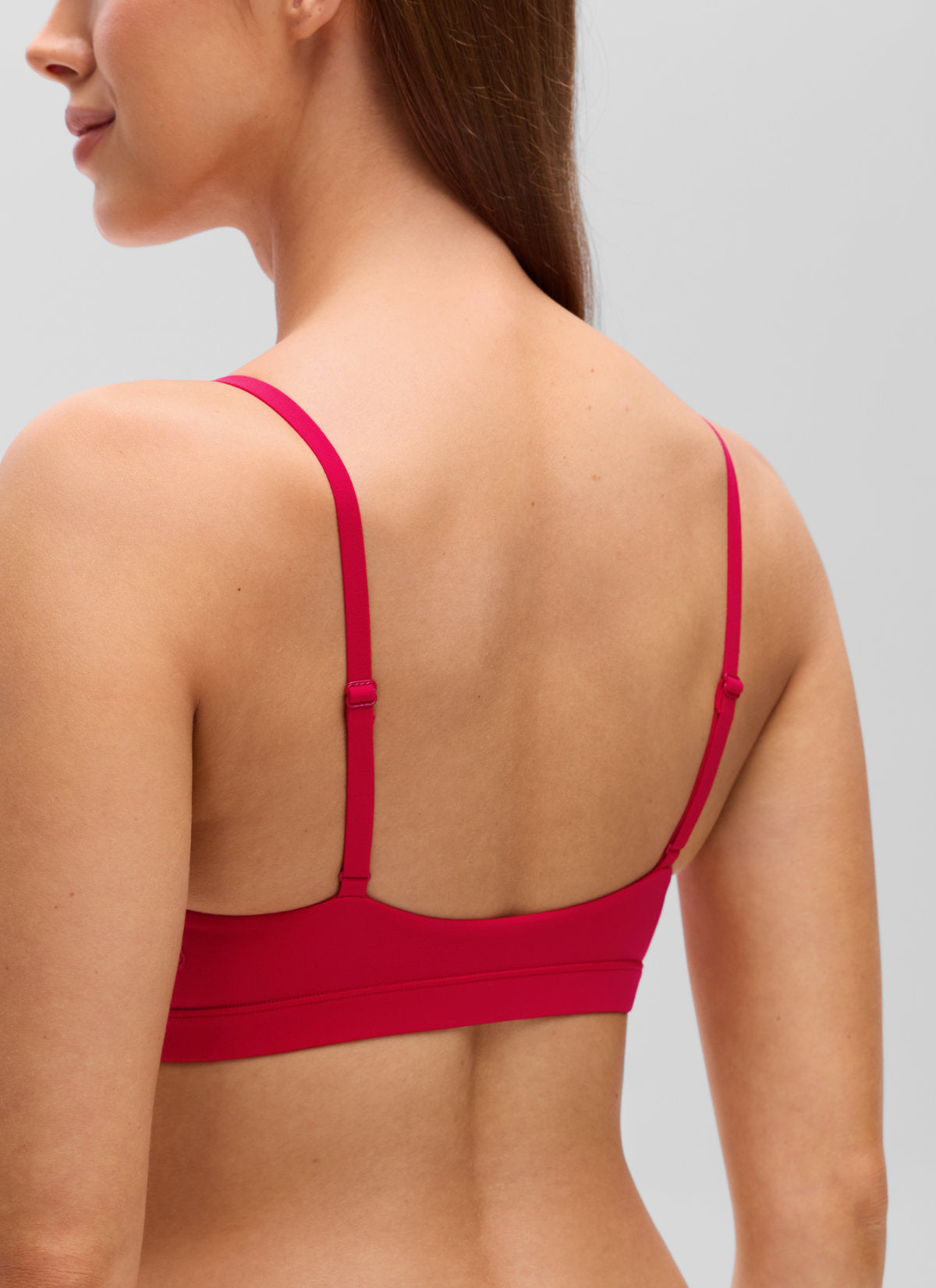 CRZ YOGA Softhold Womens Double Lined Wireless Triangle Bralette Lipstick Red