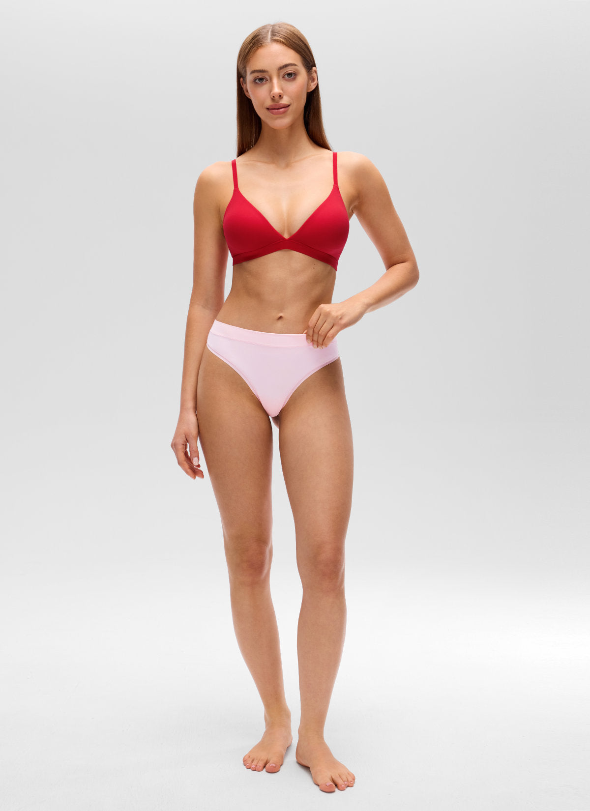 CRZ YOGA Softhold Womens Double Lined Wireless Triangle Bralette Lipstick Red