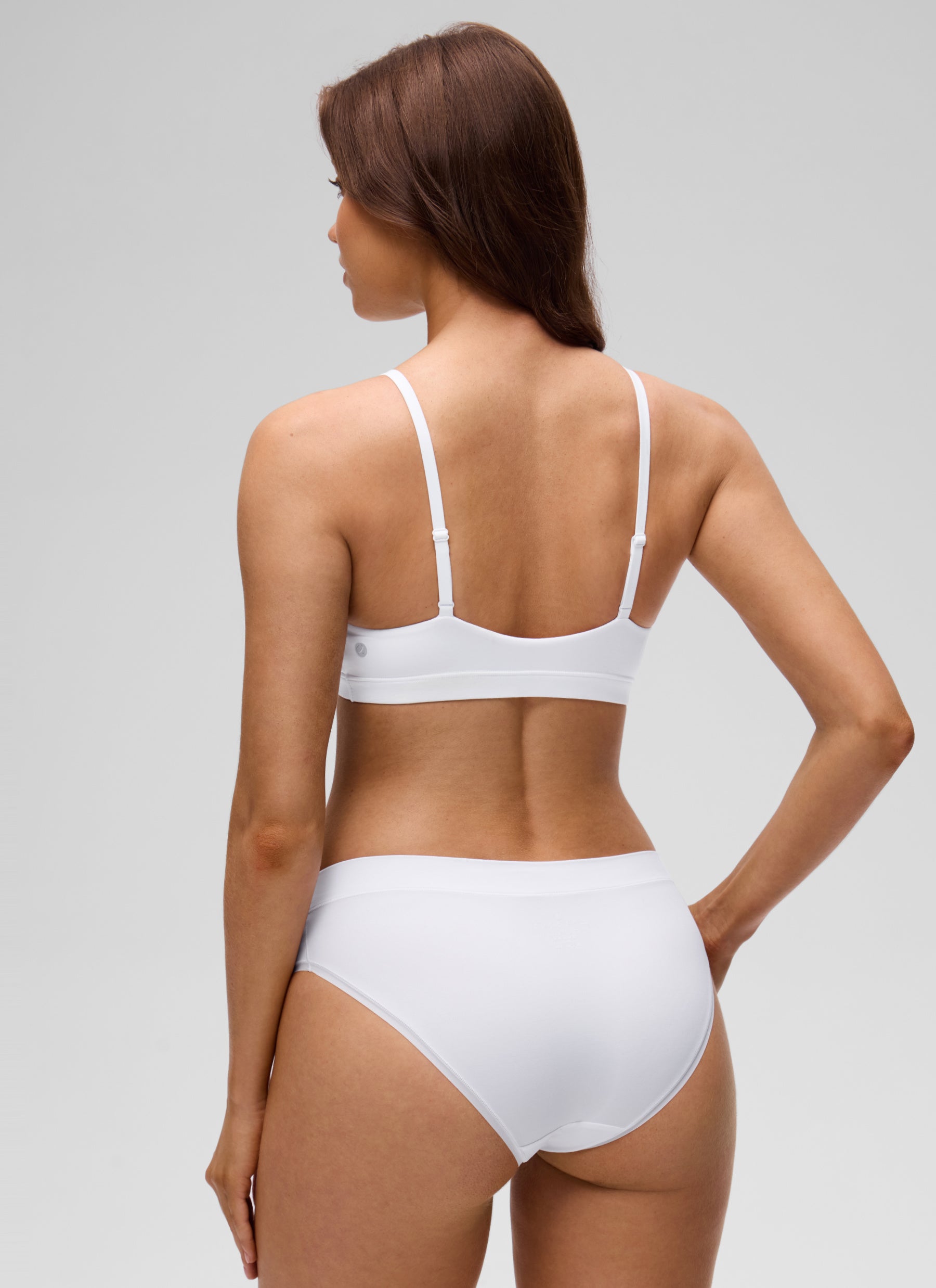 CRZ YOGA Softhold Womens Double Lined Wireless Triangle Bralette Snow White
