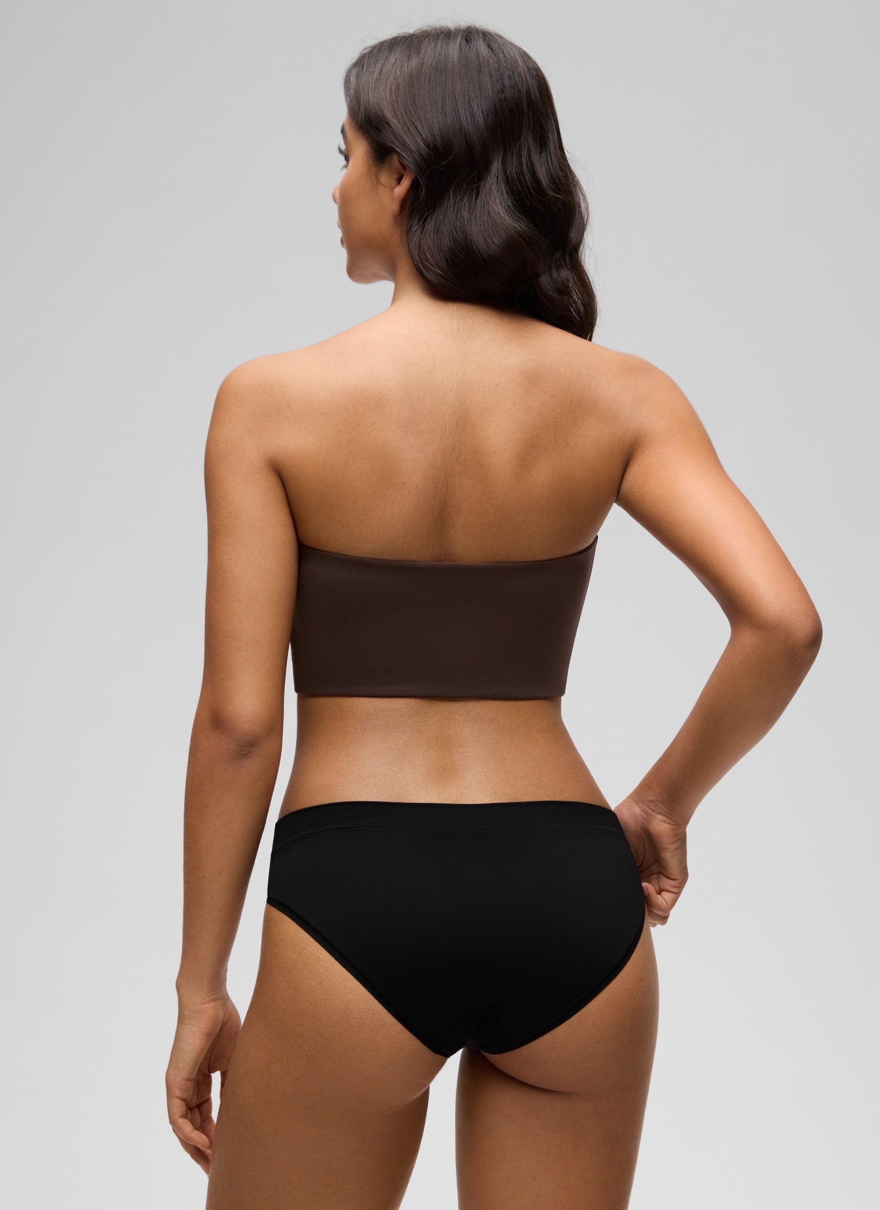 CRZ YOGA Women Softhold Double Lined Strapless Wireless  Bralettes Hot Fudge Brown