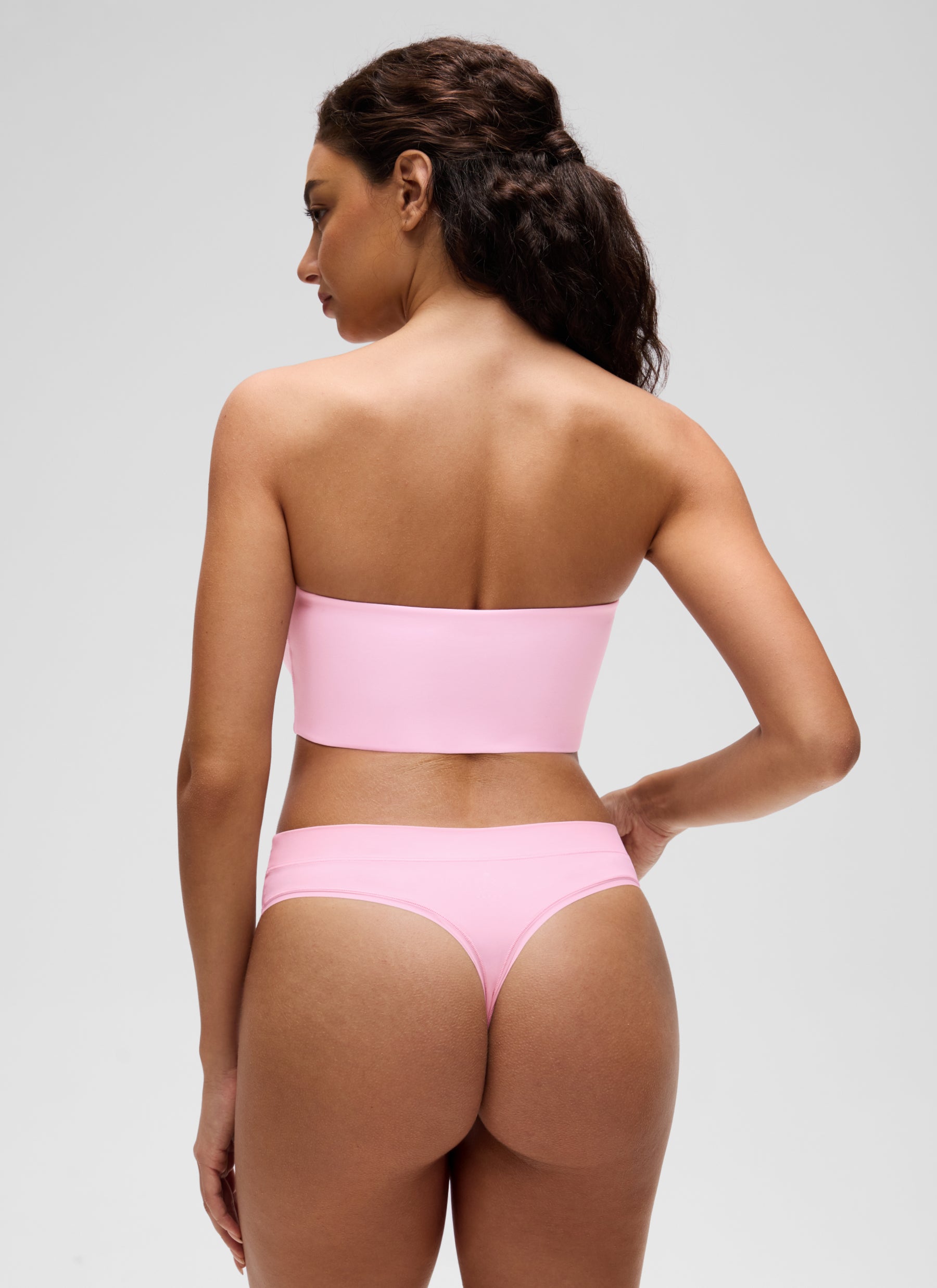 CRZ YOGA Women Softhold Double Lined Strapless Wireless  Bralettes Sweet Pink