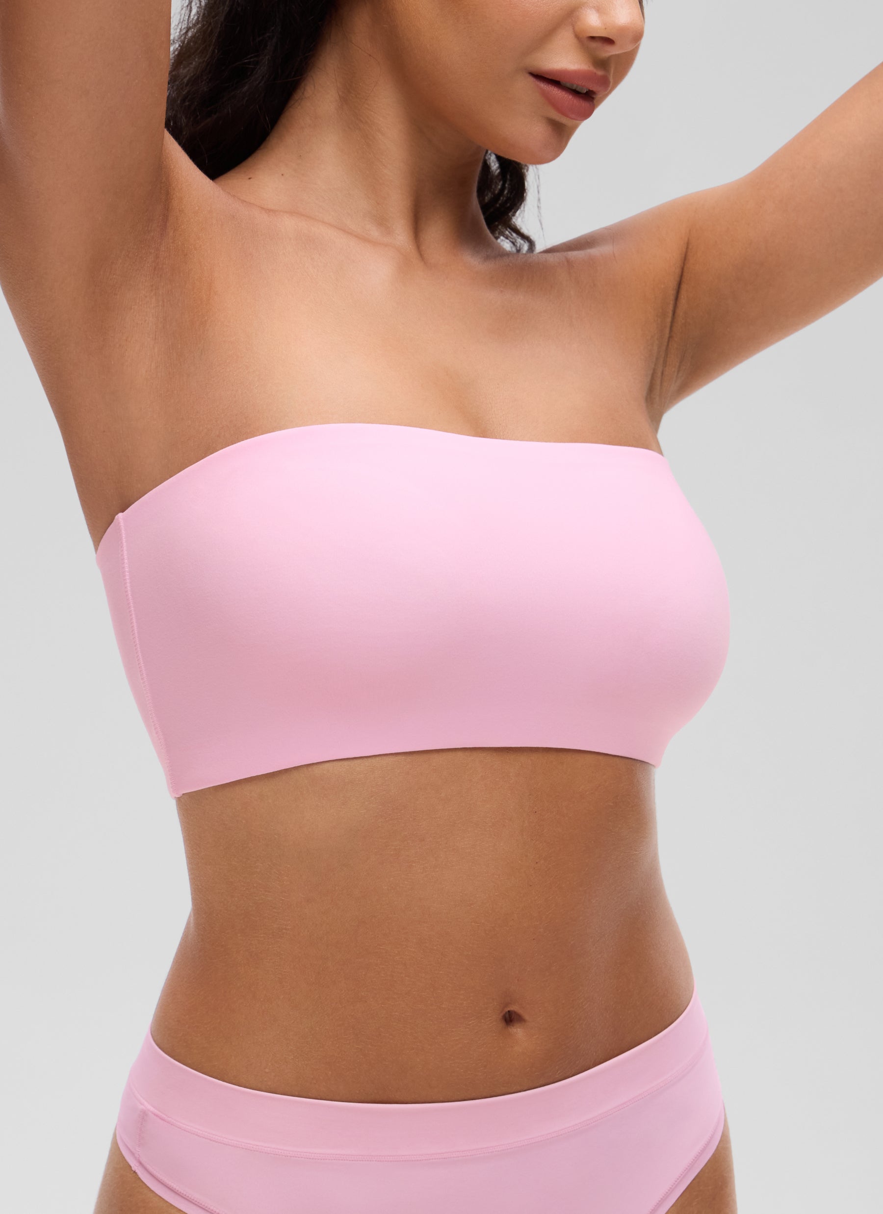 CRZ YOGA Women Softhold Double Lined Strapless Wireless  Bralettes Sweet Pink